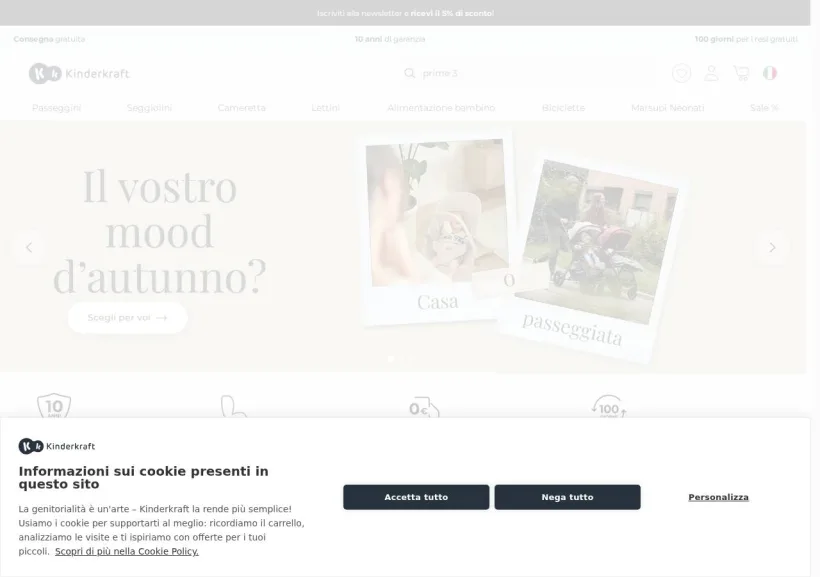 Schermata della pagina offerta di KinderKraft