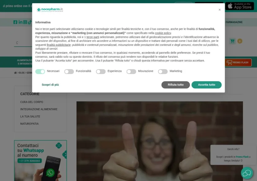 Schermata della pagina offerta di Nocepharm