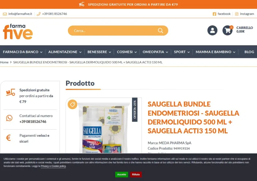 Schermata della pagina offerta di FarmaFive