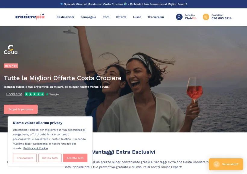Schermata della pagina offerta di Crocierepiù 