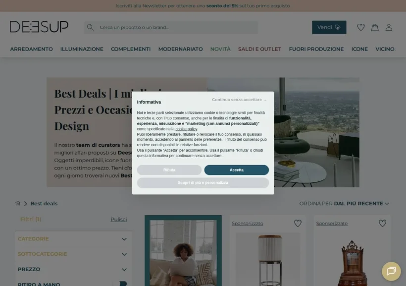 Schermata della pagina offerta di Deesup