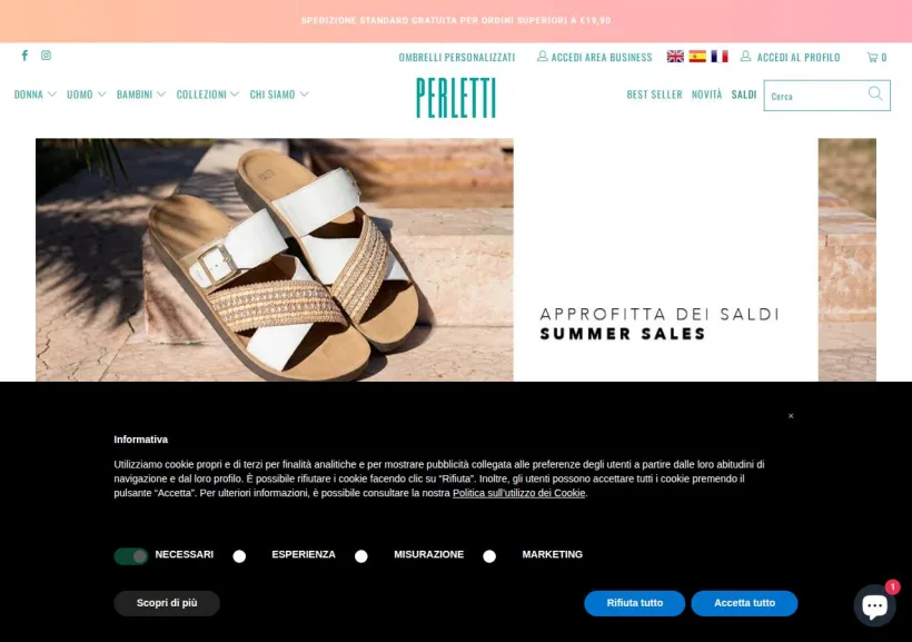 Schermata della pagina offerta di Perletti