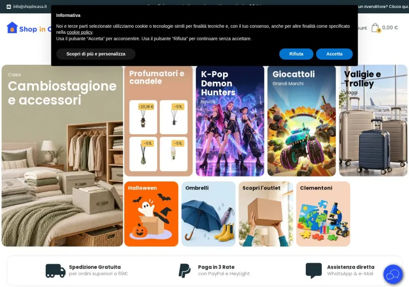 Schermata della pagina offerta di Shop in Casa