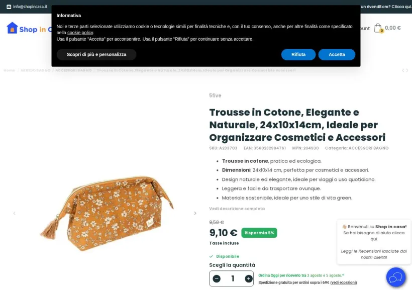 Schermata della pagina offerta di Shop in Casa