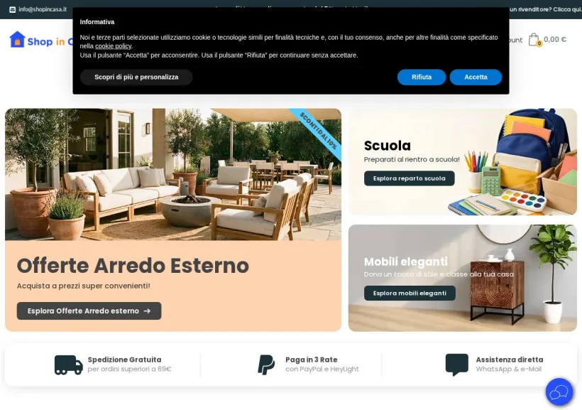 Schermata della pagina offerta di Shop in Casa