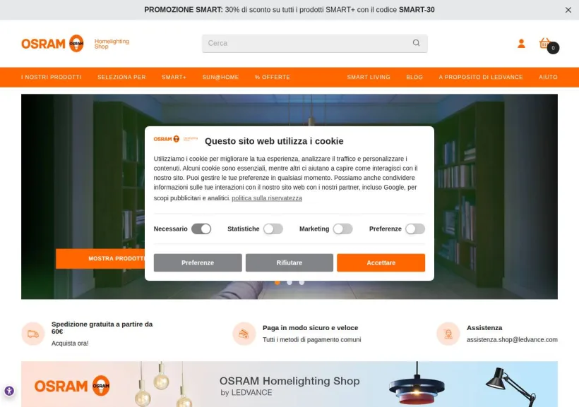 Schermata della pagina offerta di Ledvance 