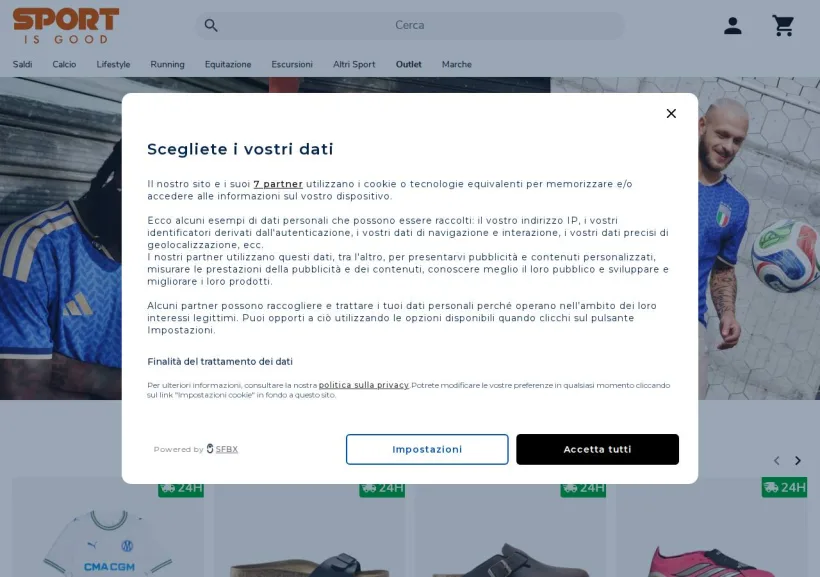 Schermata della pagina offerta di Sport is good