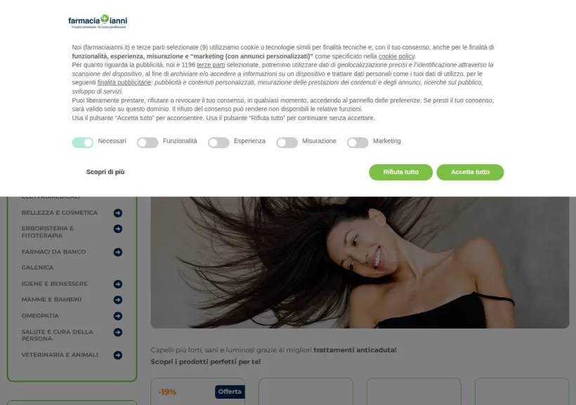 Schermata della pagina offerta di Farmacia Ianni
