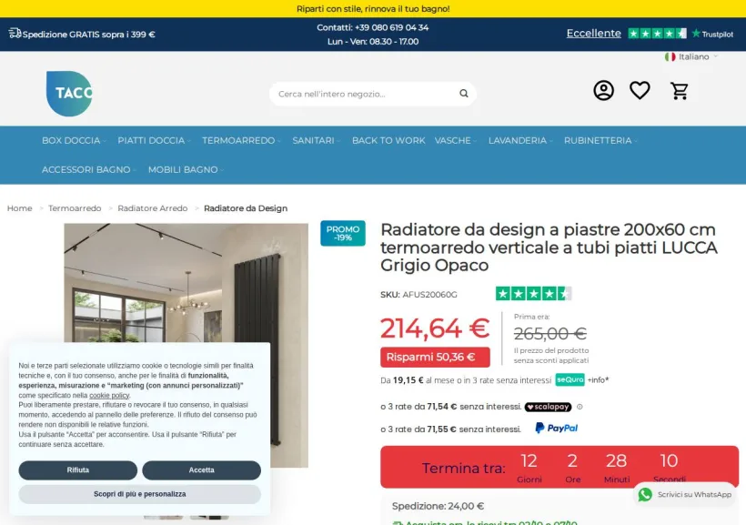 Schermata della pagina offerta di Taco Shop