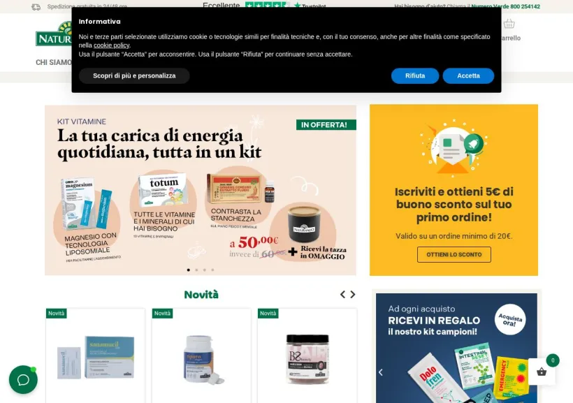 Schermata della pagina offerta di Naturando