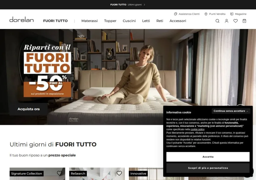 Schermata della pagina offerta di Dorelan