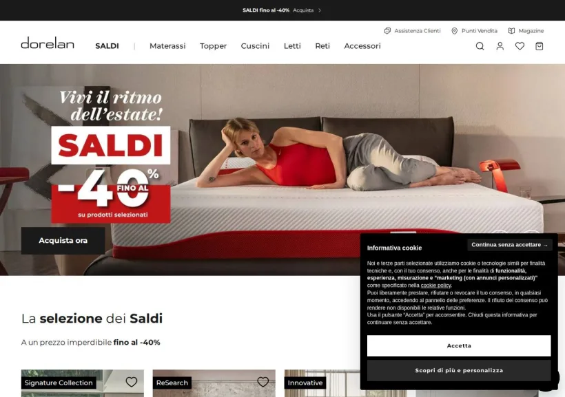 Schermata della pagina offerta di Dorelan