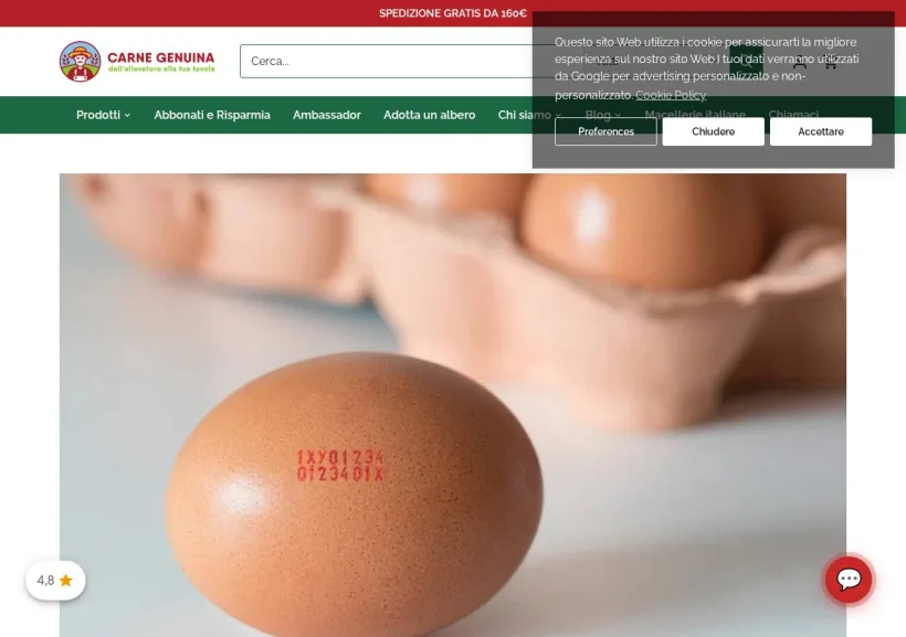 Schermata della pagina offerta di Carne Genuina