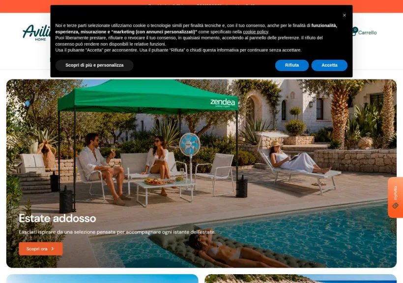 Schermata della pagina offerta di Avilia Home