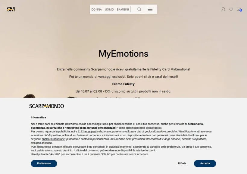 Schermata della pagina offerta di Scarpamondo