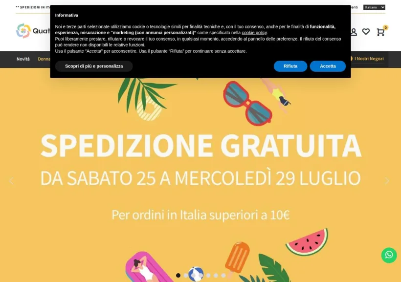 Schermata della pagina offerta di Quattro Stagioni