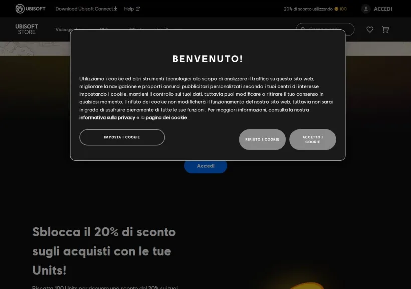 Schermata della pagina offerta di Ubisoft