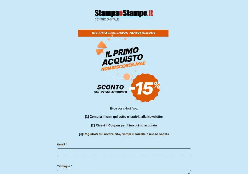Schermata della pagina offerta di StampaeStampe.it