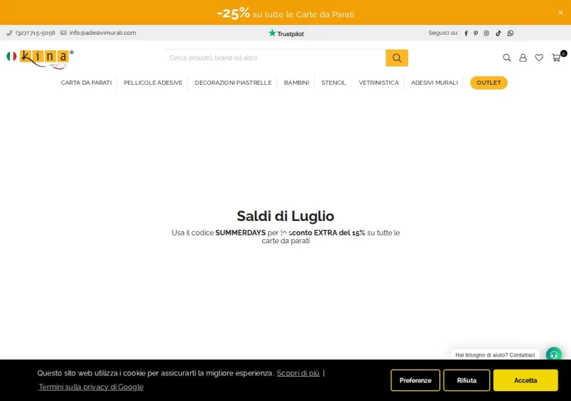 Schermata della pagina offerta di Adesivi Murali