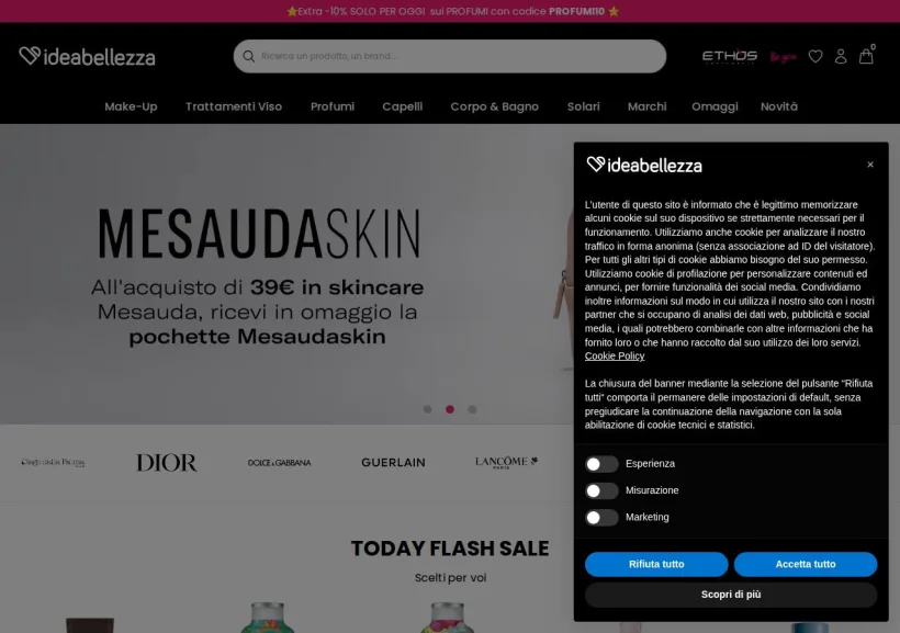 Schermata della pagina offerta di Ideabellezza