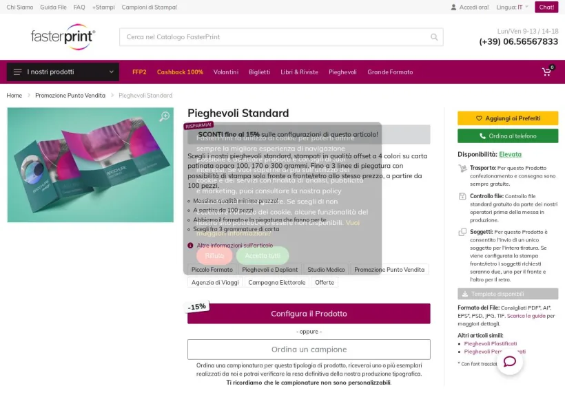 Schermata della pagina offerta di Fasterprint