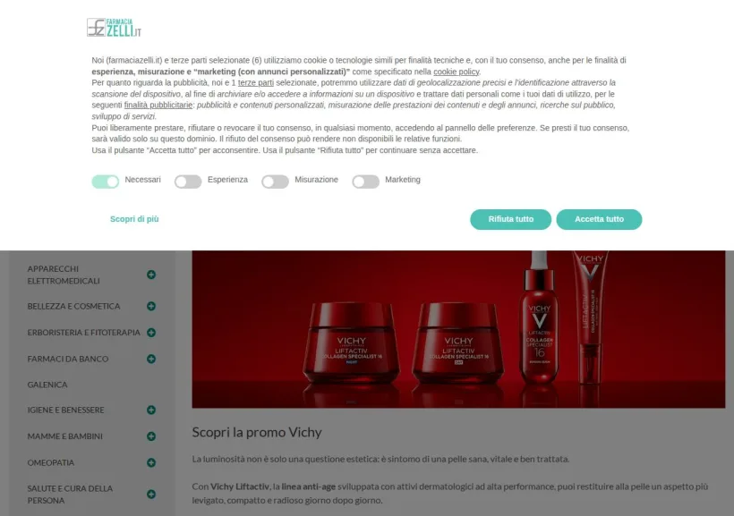 Schermata della pagina offerta di Farmacia Zelli