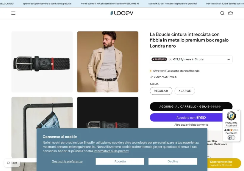 Schermata della pagina offerta di Looev