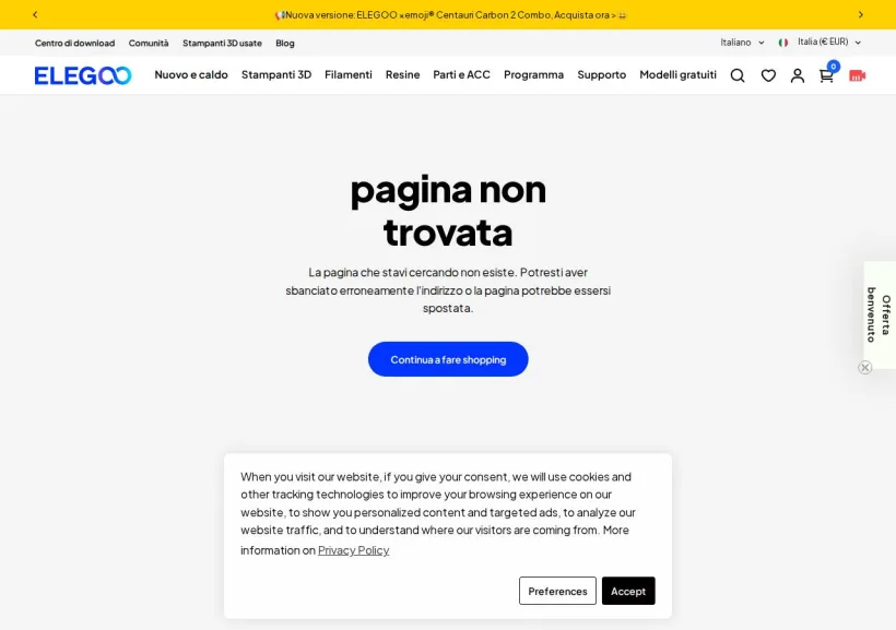 Schermata della pagina offerta di ELEGOO