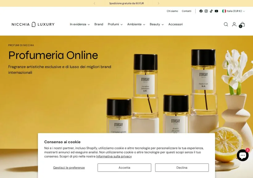 Schermata della pagina offerta di Nicchia Luxury