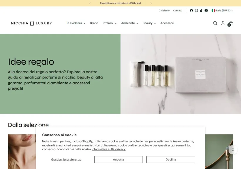 Schermata della pagina offerta di Nicchia Luxury