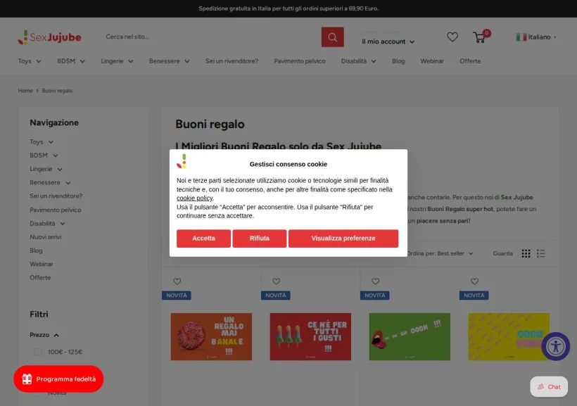 Schermata della pagina offerta di SexJujube