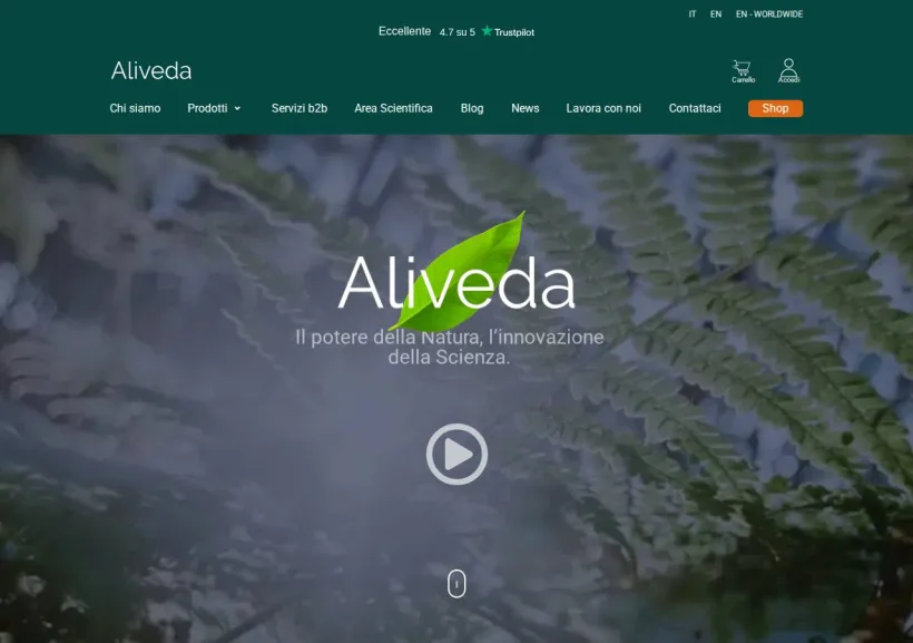 Schermata della pagina offerta di Aliveda