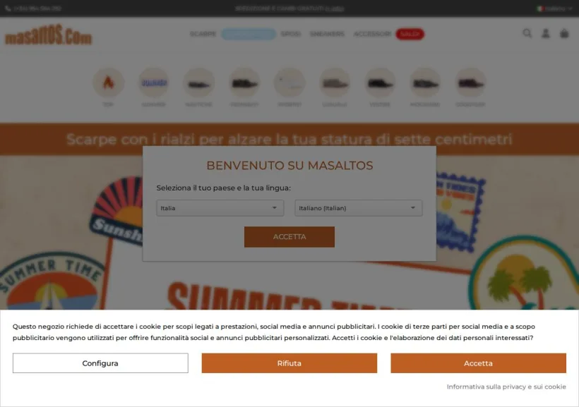 Schermata della pagina offerta di Mas altos