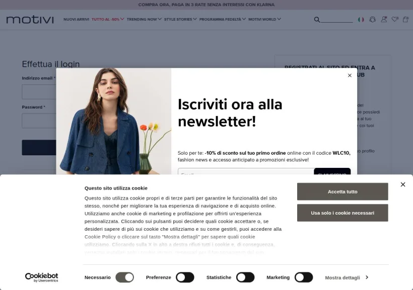 Schermata della pagina offerta di Motivi