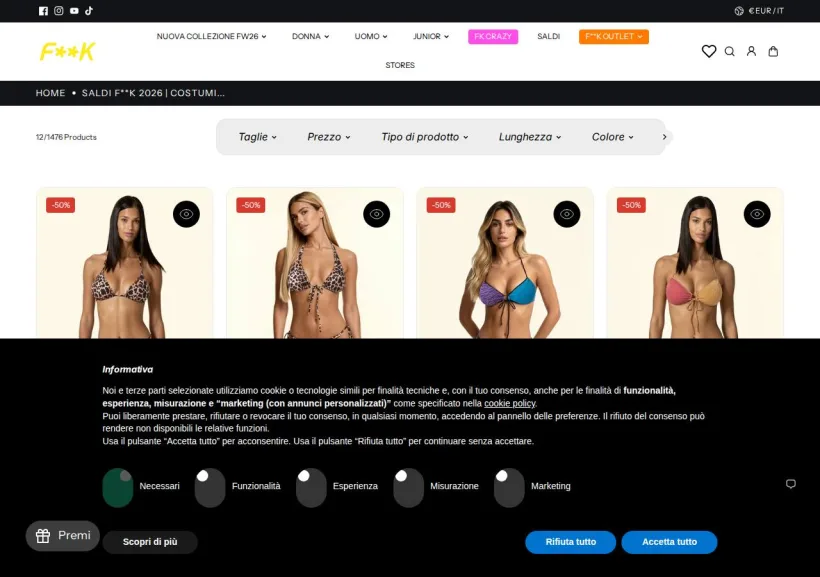 Schermata della pagina offerta di F**K