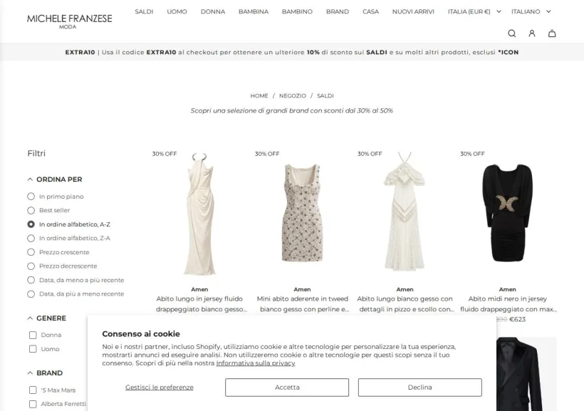 Schermata della pagina offerta di Michele Franzese