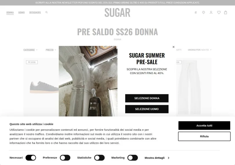 Schermata della pagina offerta di Sugar