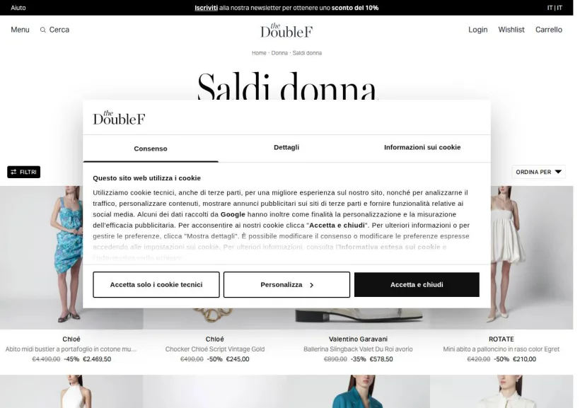 Schermata della pagina offerta di The Double F