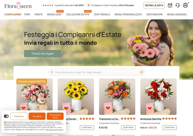 Schermata della pagina offerta di FloraQueen