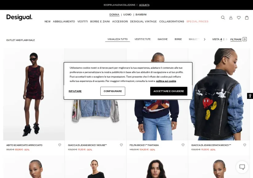 Schermata della pagina offerta di Desigual