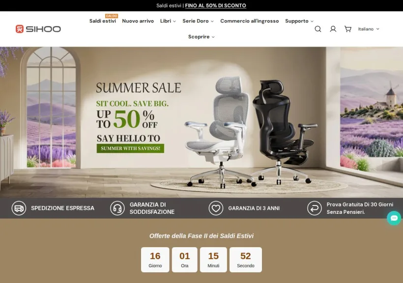 Schermata della pagina offerta di Sihoo