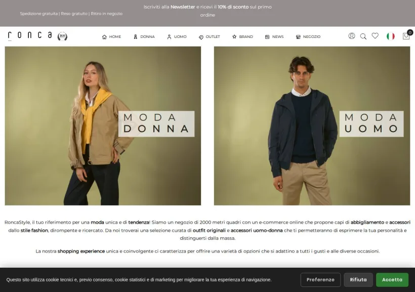 Schermata della pagina offerta di Roncastyle