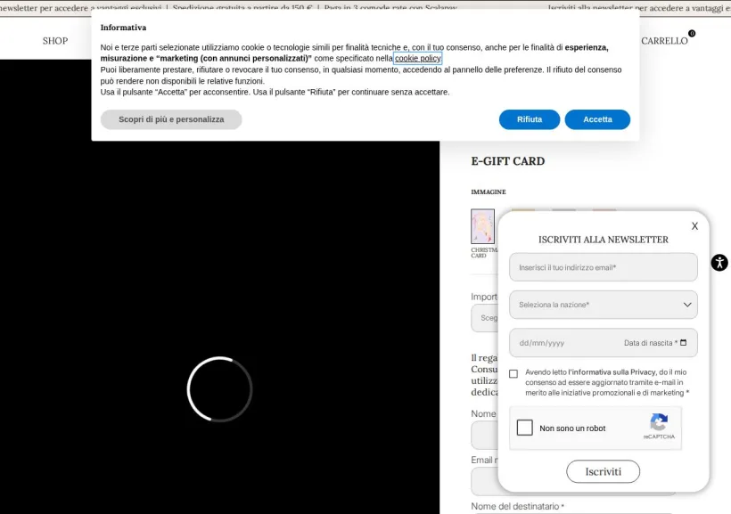 Schermata della pagina offerta di Dixie