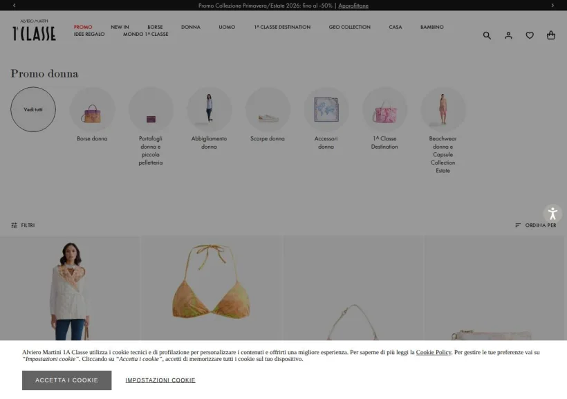 Schermata della pagina offerta di Alviero Martini