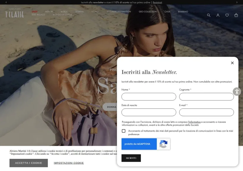 Schermata della pagina offerta di Alviero Martini
