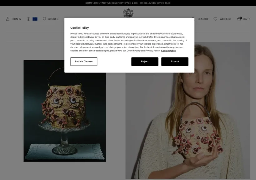 Schermata della pagina offerta di Anya Hindmarch