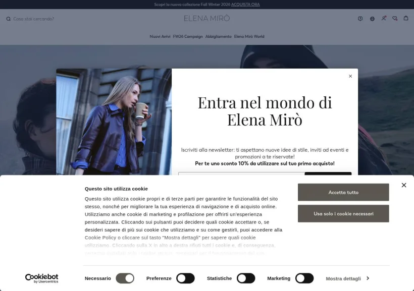 Schermata della pagina offerta di Elena Mirò 