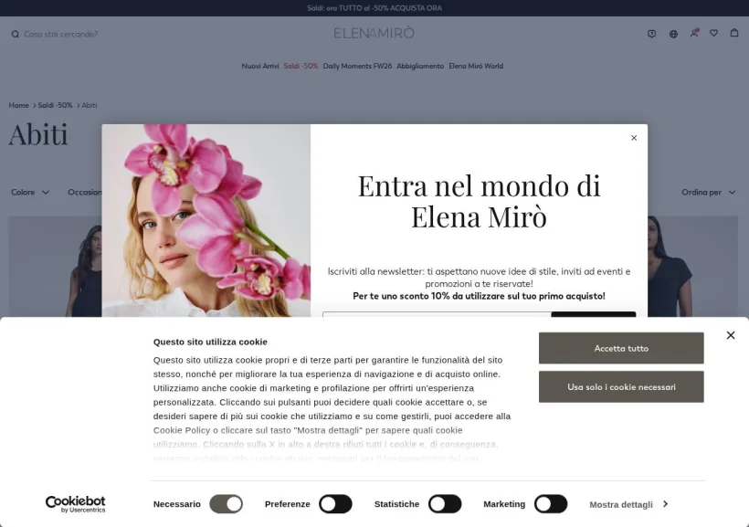 Schermata della pagina offerta di Elena Mirò 