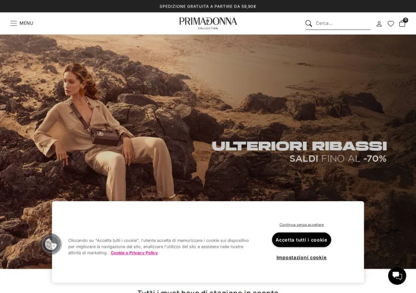 Schermata della pagina offerta di Primadonna 