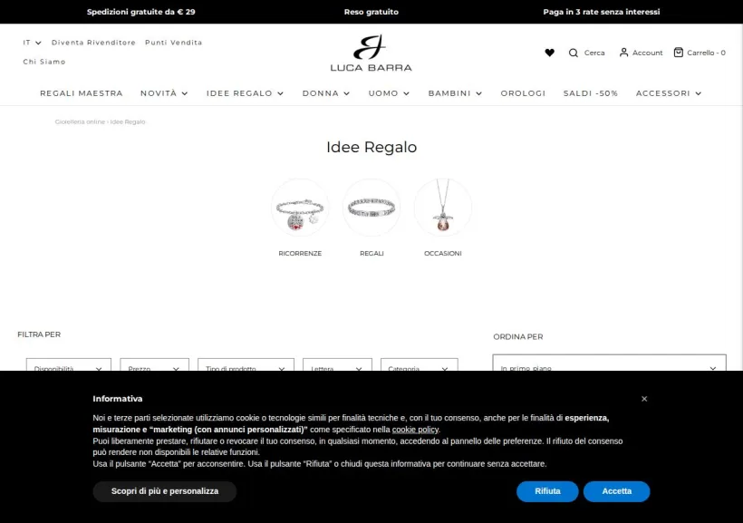 Schermata della pagina offerta di Luca Barra